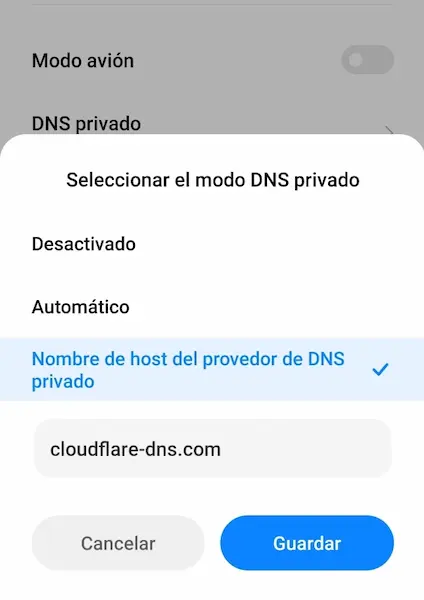 Activa el DNS Privado en Android